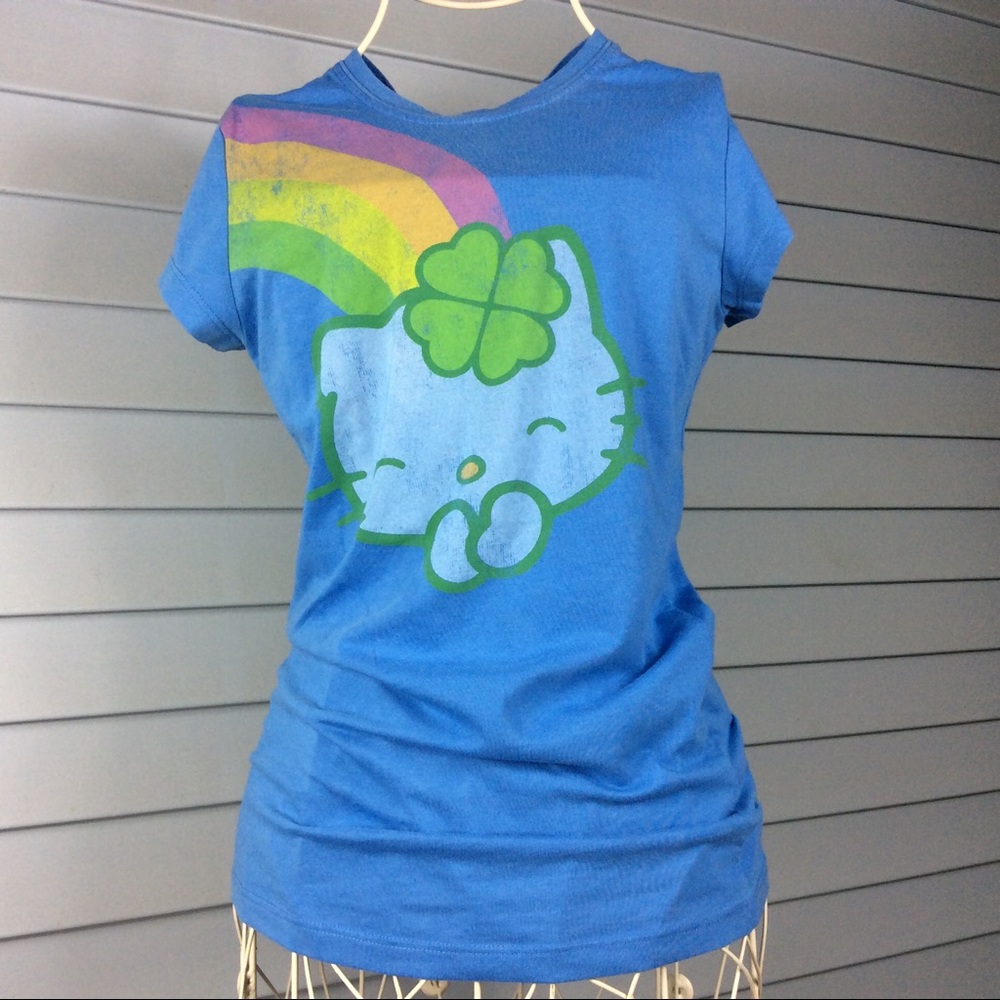 Hello Kitty Lucky Shamrock Tee Blue Size L